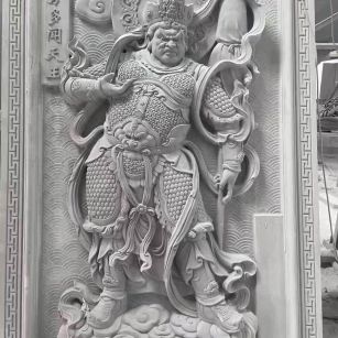 怀化 芝麻灰花岗岩人物雕刻——多闻天王