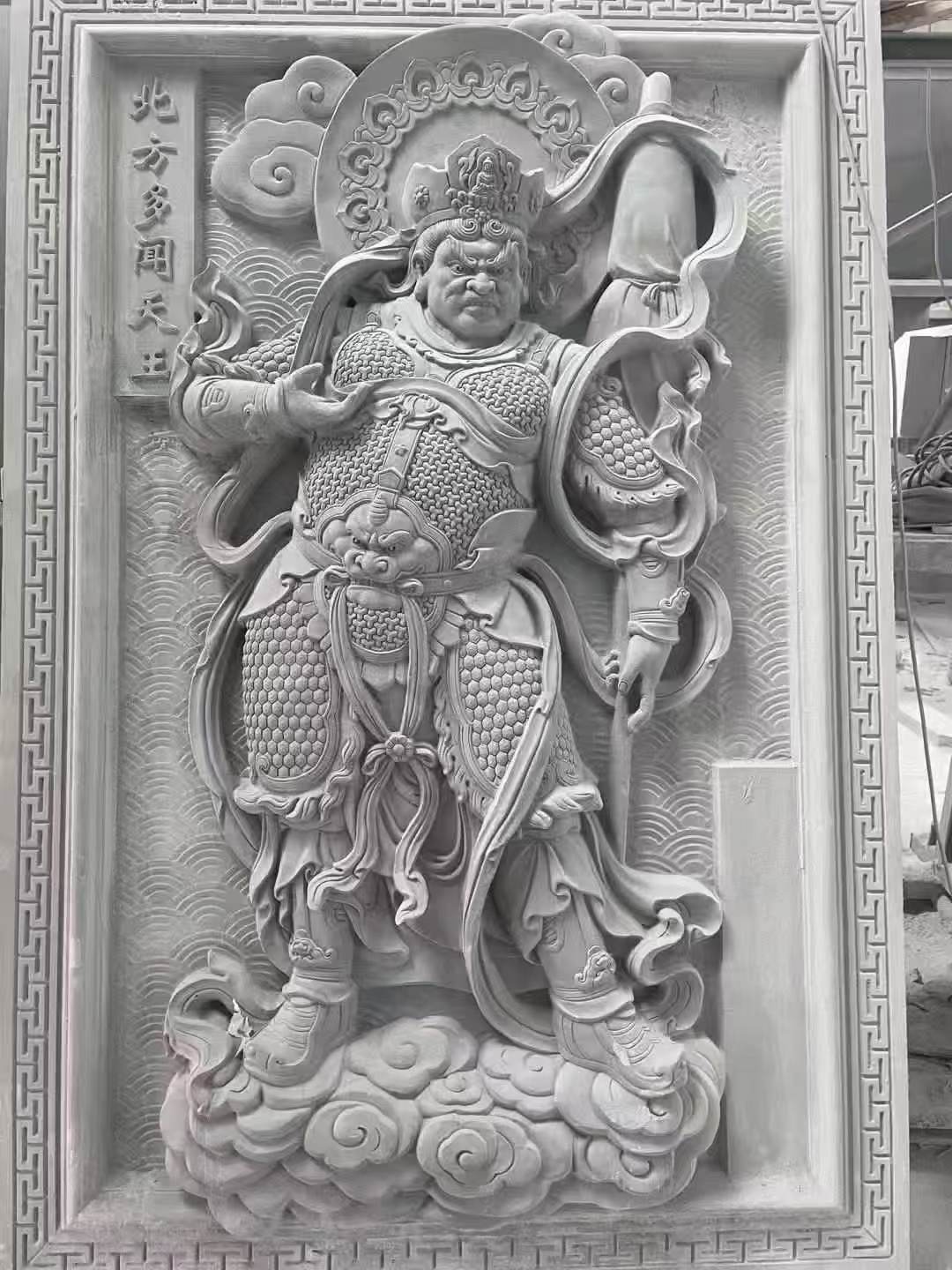 怀化 芝麻灰花岗岩人物雕刻——多闻天王